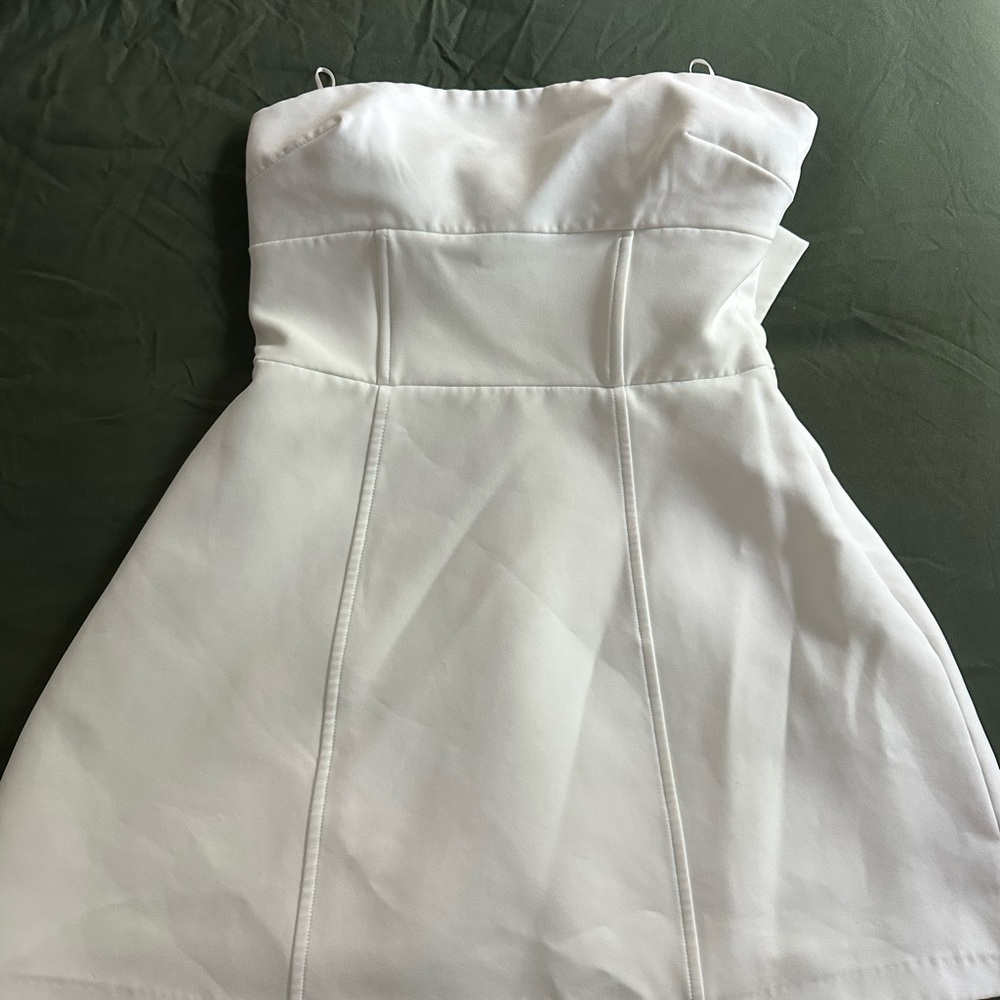 White Strapless Bow Dress